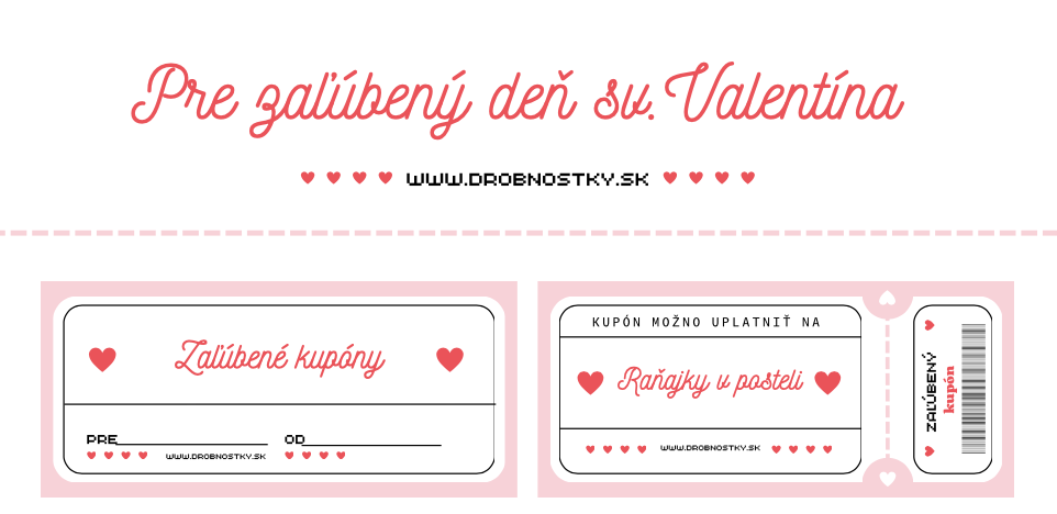 Valentínske kupóny pre zaľúbených ako DIY darček